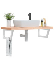 Étagère de vasque murale acier et bois massif de hêtre | Mobilier & Déco