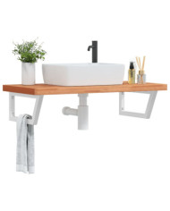 Étagère de vasque murale acier et bois massif de hêtre | Mobilier & Déco