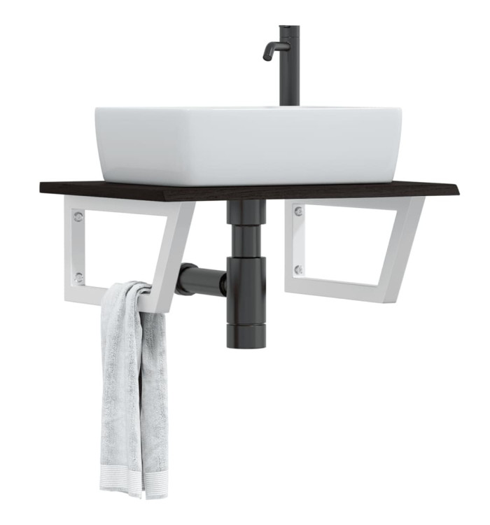 Étagère de vasque murale acier et bois de chêne massif | Mobilier & Déco