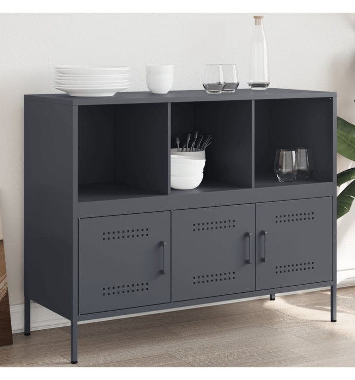 Buffet anthracite 100,5x39x79 cm acier | Mobilier & Déco