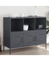 Buffet anthracite 100,5x39x79 cm acier | Mobilier & Déco