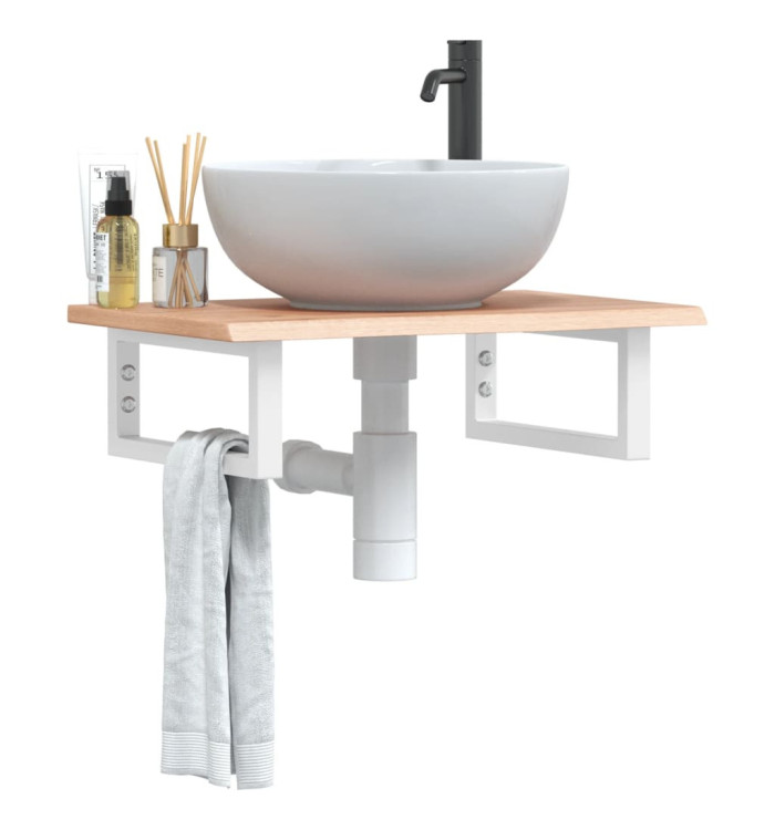 Étagère de vasque murale acier et bois de chêne massif | Mobilier & Déco