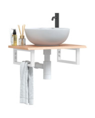 Étagère de vasque murale acier et bois de chêne massif | Mobilier & Déco