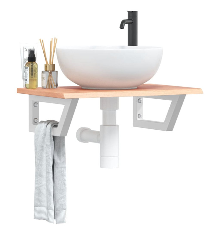 Étagère de vasque murale acier et bois de chêne massif | Mobilier & Déco