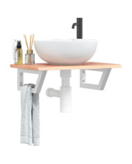 Étagère de vasque murale acier et bois de chêne massif | Mobilier & Déco