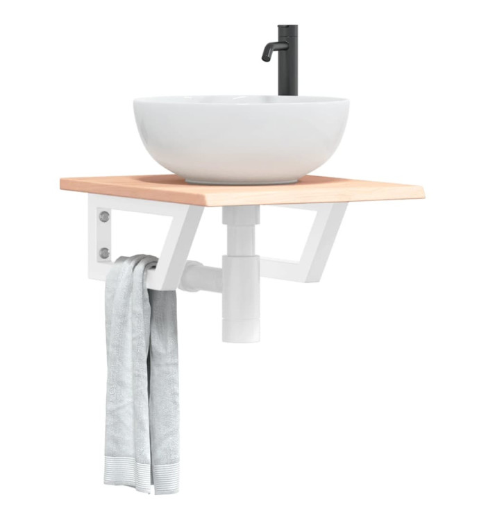 Étagère de vasque murale acier et bois de chêne massif | Mobilier & Déco