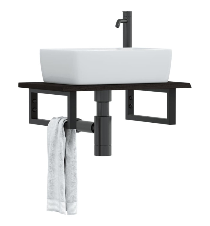 Étagère de vasque murale acier et bois de chêne massif | Mobilier & Déco