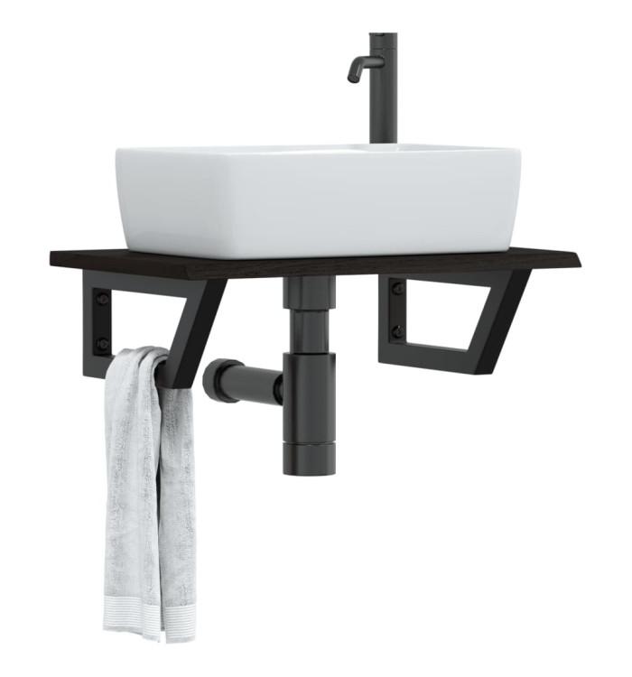 Étagère de vasque murale acier et bois de chêne massif | Mobilier & Déco