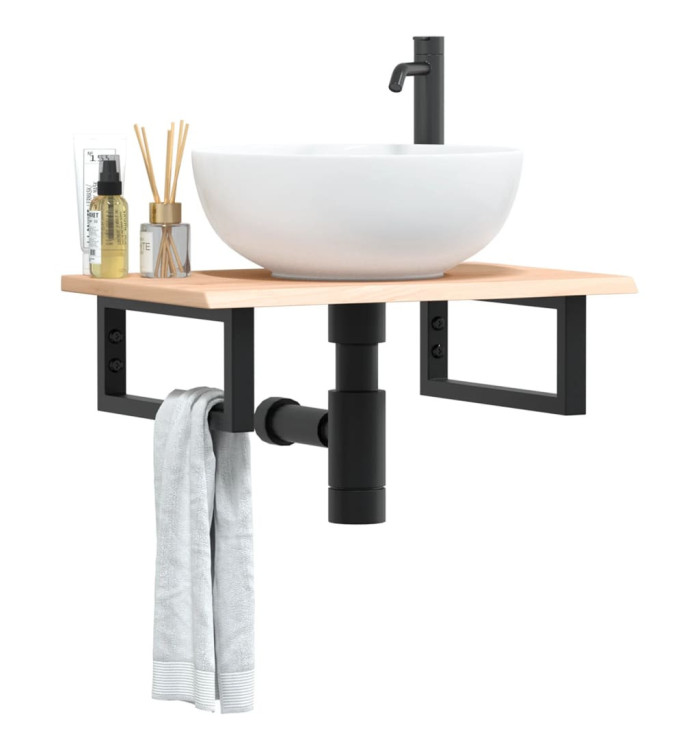 Étagère de vasque murale acier et bois de chêne massif | Mobilier & Déco