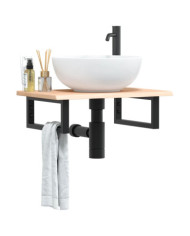 Étagère de vasque murale acier et bois de chêne massif | Mobilier & Déco