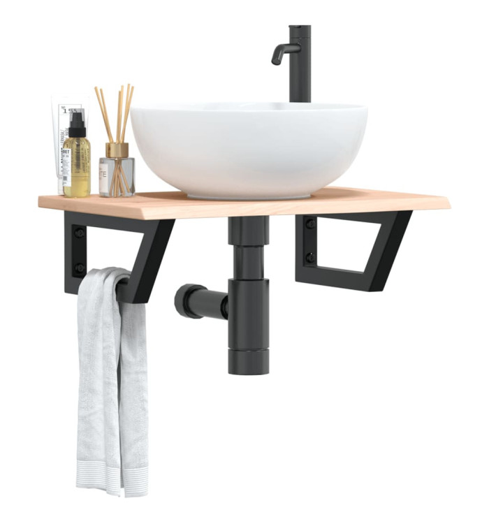 Étagère de vasque murale acier et bois de chêne massif | Mobilier & Déco