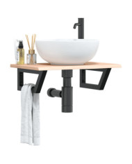 Étagère de vasque murale acier et bois de chêne massif | Mobilier & Déco