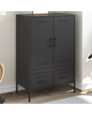 Buffet haut noir 68x39x101,5 cm acier | Mobilier & Déco