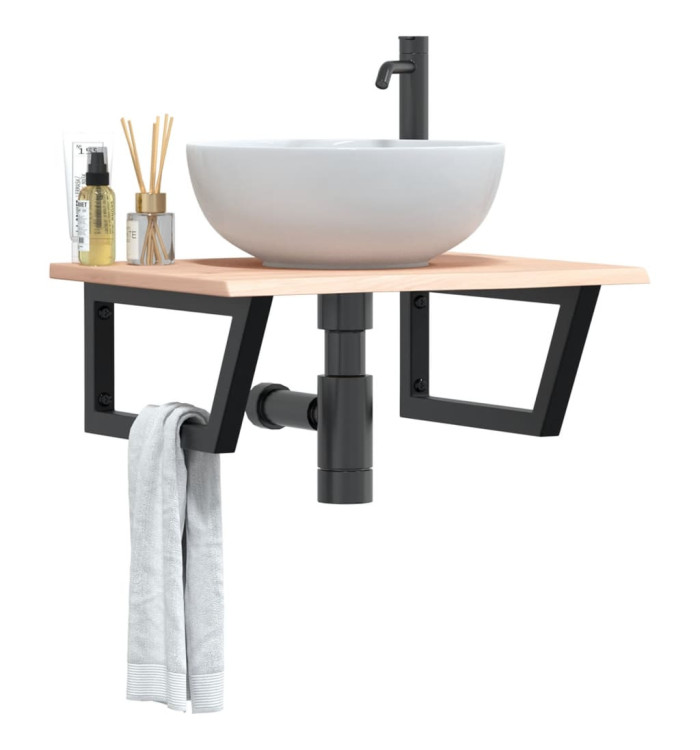 Étagère de vasque murale acier et bois de chêne massif | Mobilier & Déco