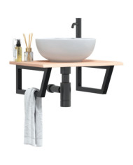 Étagère de vasque murale acier et bois de chêne massif | Mobilier & Déco