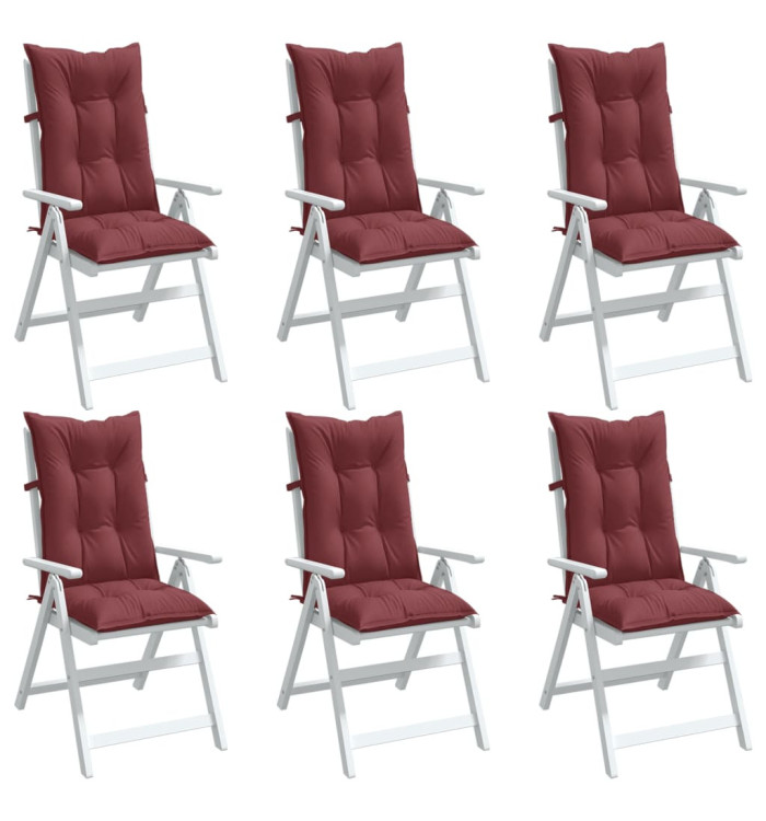 Coussins de chaise dossier haut lot de 6 rouge bordeaux mélangé | Mobilier & Déco