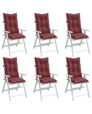 Coussins de chaise dossier haut lot de 6 rouge bordeaux mélangé | Mobilier & Déco
