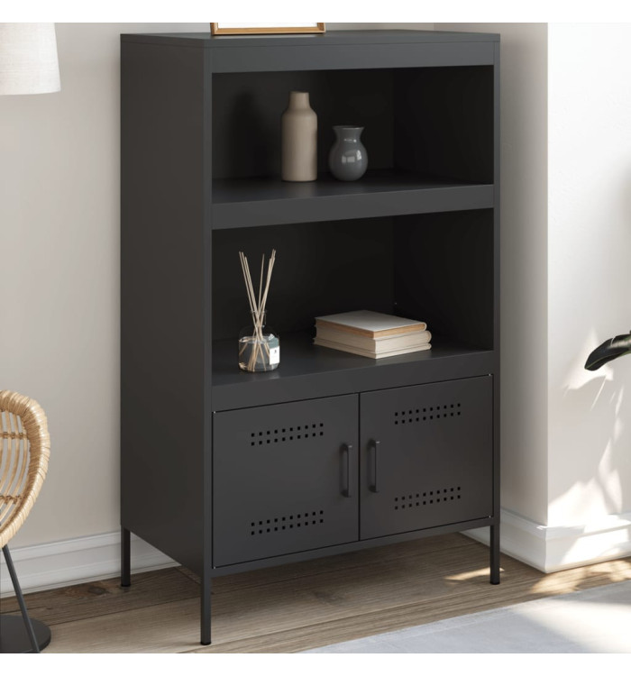 Buffet haut noir 68x39x113 cm acier | Mobilier & Déco
