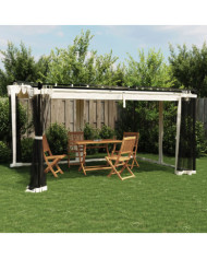 Tonnelle avec parois en filet crème 4x3 m acier | Mobilier & Déco
