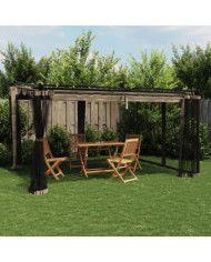 Tonnelle avec parois en filet taupe 4x3 m acier | Mobilier & Déco