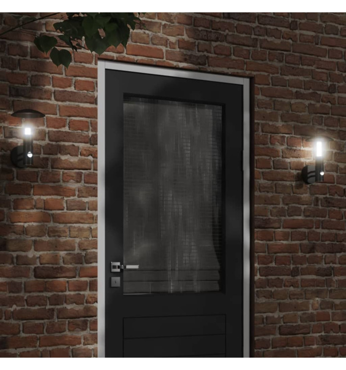Applique murale d'extérieur avec capteur noir acier inoxydable | Mobilier & Déco