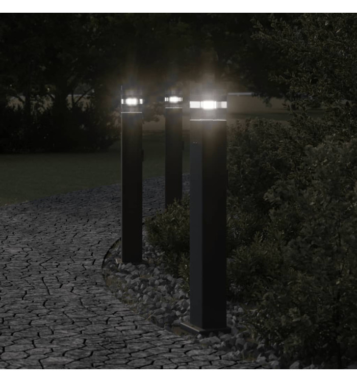 Lampadaires d'extérieur avec sortie 3 pcs noir 80 cm aluminium | Mobilier & Déco