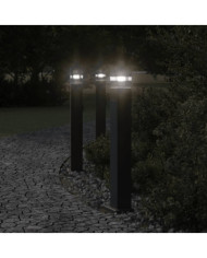 Lampadaires d'extérieur avec sortie 3 pcs noir 80 cm aluminium | Mobilier & Déco