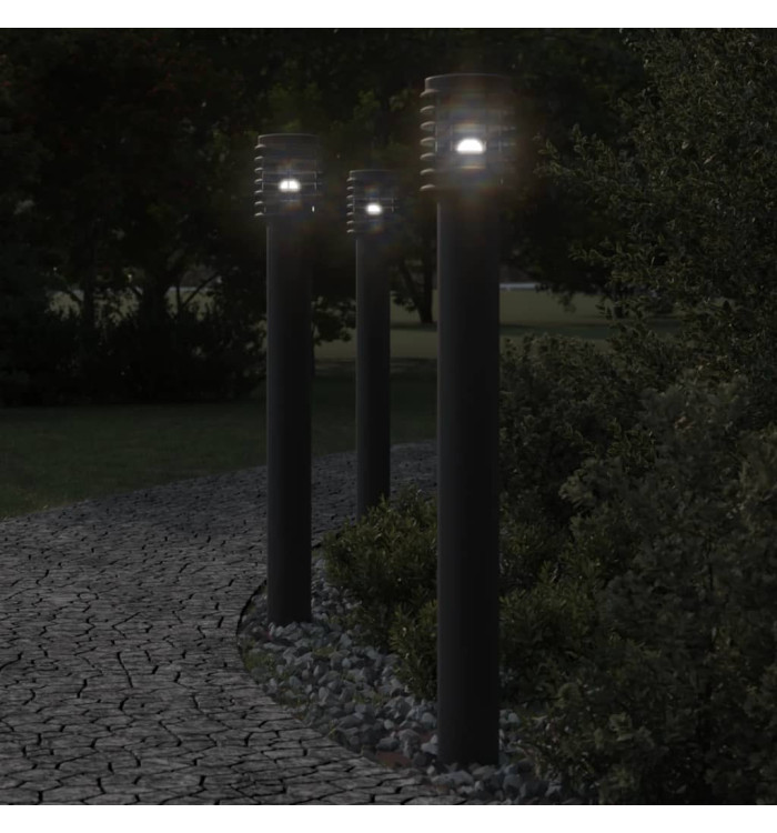 Lampadaires d'extérieur 3 pcs noir 110 cm acier inoxydable | Mobilier & Déco
