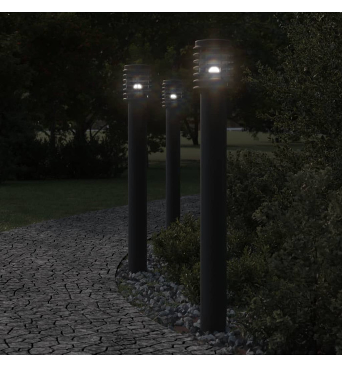 Lampadaire d'extérieur avec sortie noir 110 cm acier inoxydable | Mobilier & Déco