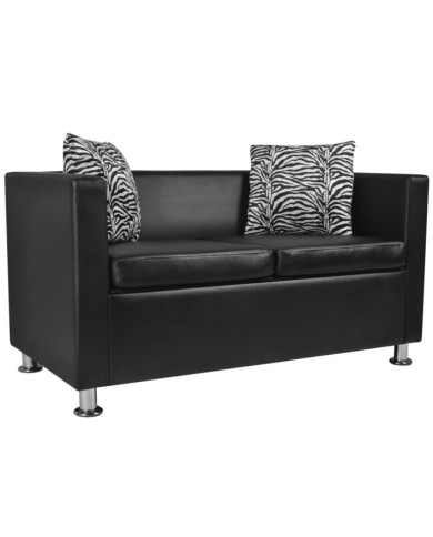 Canapé à 2 places similicuir noir | Mobilier & Déco