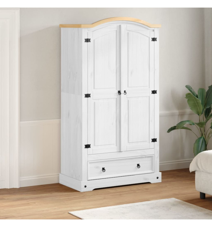 Garde-robe Corona blanc 102x52x186 cm bois de pin massif | Mobilier & Déco