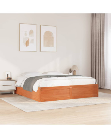 Cadre de lit sans matelas cire marron 180x200cm bois pin massif | Mobilier & Déco