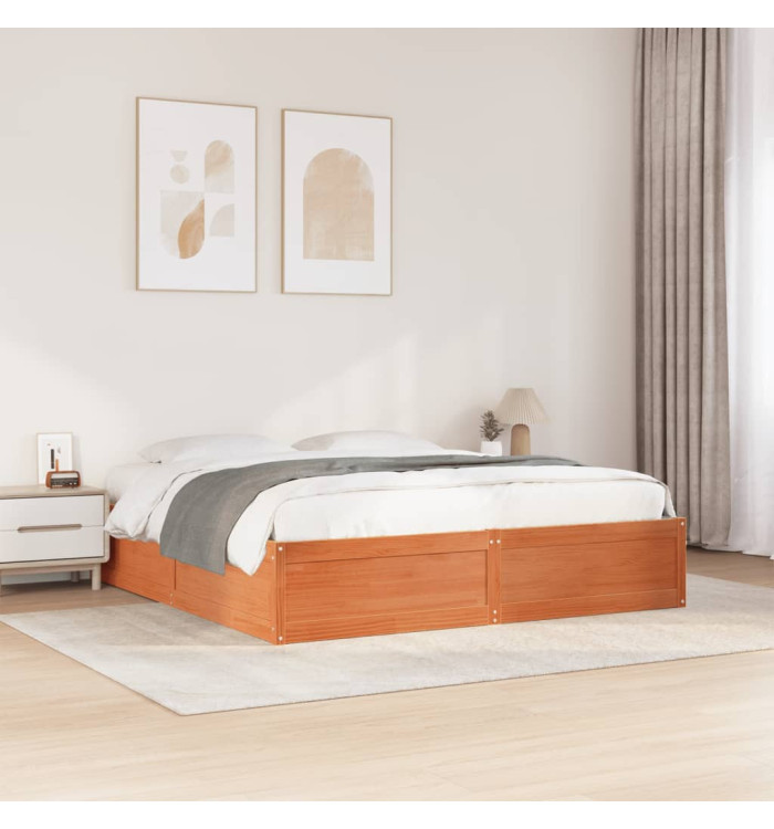 Cadre de lit sans matelas cire marron 180x200cm bois pin massif | Mobilier & Déco