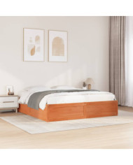 Cadre de lit sans matelas cire marron 180x200cm bois pin massif | Mobilier & Déco