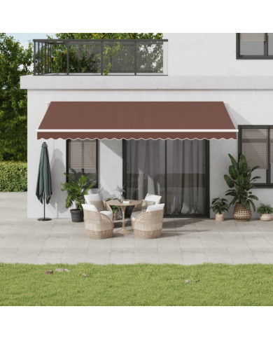 Auvent manuel rétractable avec LED marron 500x350 cm | Mobilier & Déco