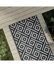 Tapis d'extérieur ARAKIL blanc et noir 80 x 250 cm PP | Mobilier & Déco