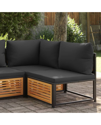 Canapé de jardin sans accoudoirs coussins bois massif d'acacia | Mobilier & Déco