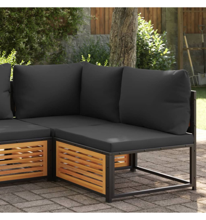 Canapé de jardin sans accoudoirs coussins bois massif d'acacia | Mobilier & Déco