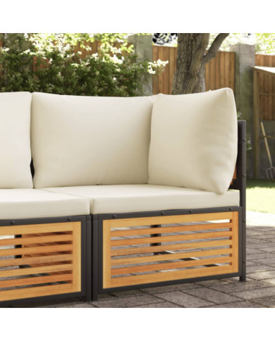 Canapé d'angle de jardin avec coussins bois massif d'acacia | Mobilier & Déco