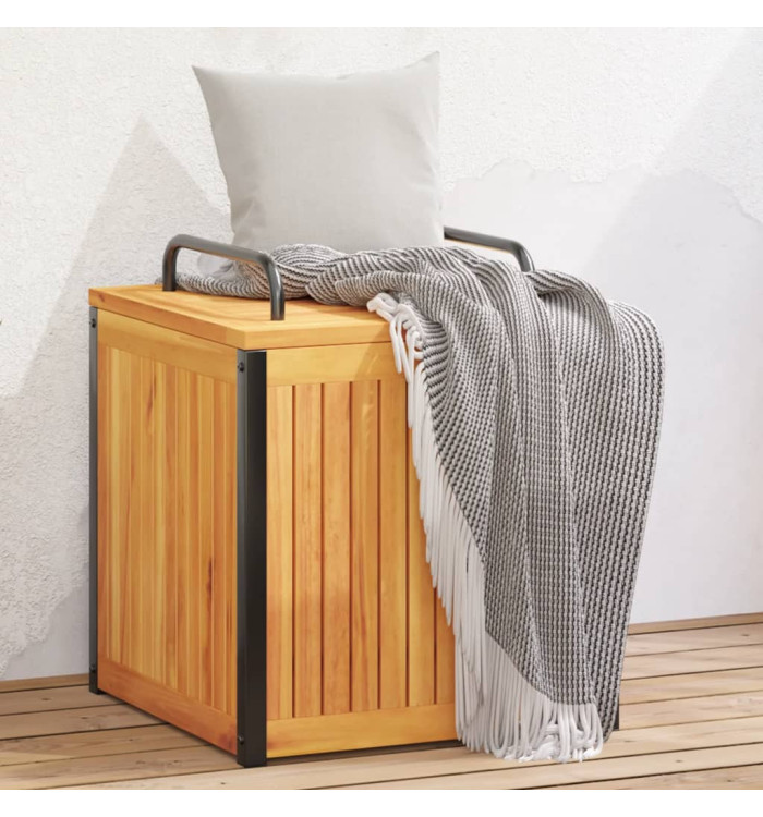 Boîte à coussins d'extérieur bois d'acacia solide et acier | Mobilier & Déco
