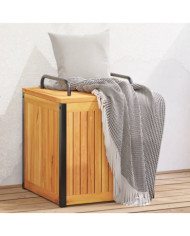 Boîte à coussins d'extérieur bois d'acacia solide et acier | Mobilier & Déco
