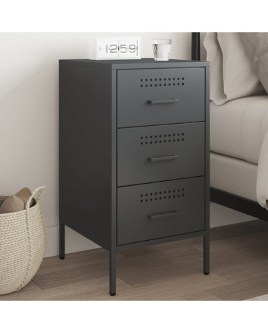 Table de chevet noir 36x39x68 cm acier | Mobilier & Déco