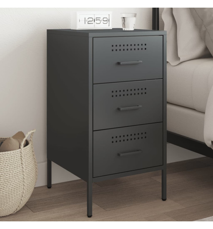 Table de chevet noir 36x39x68 cm acier | Mobilier & Déco