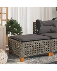 Tabouret de jardin et coussin gris 63,5x56x32 cm résine tressée | Mobilier & Déco