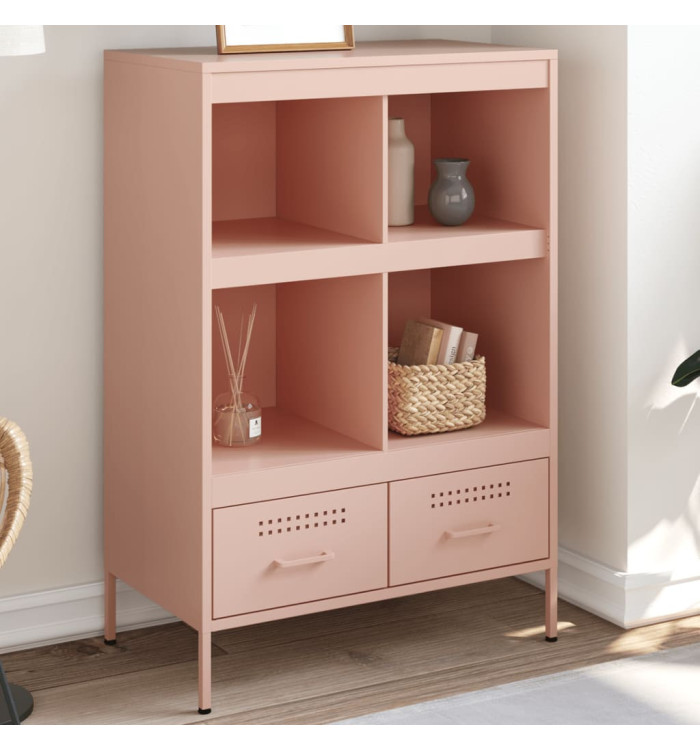 Buffet haut rose 68x39x101,5 cm acier | Mobilier & Déco