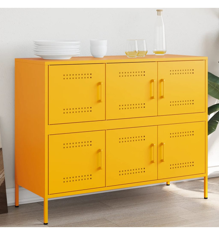 Buffet jaune moutarde 100,5x39x79 cm acier | Mobilier & Déco