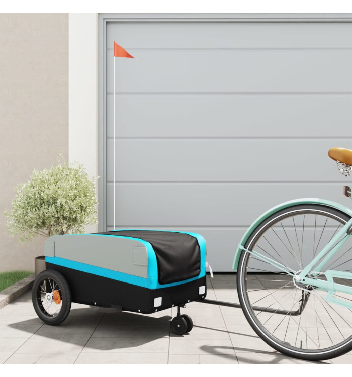 Remorque de vélo noir et bleu 30 kg fer | Mobilier & Déco