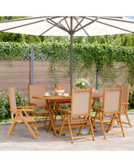 Chaises inclinables de jardin lot de 6 taupe tissu bois massif | Mobilier & Déco