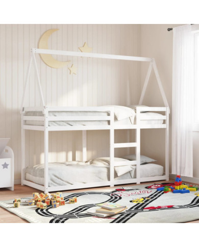 Lit superposé sans matelas blanc 75x190 cm bois de pin massif | Mobilier & Déco