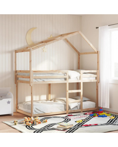 Lit superposé sans matelas 90x190 cm bois de pin massif | Mobilier & Déco